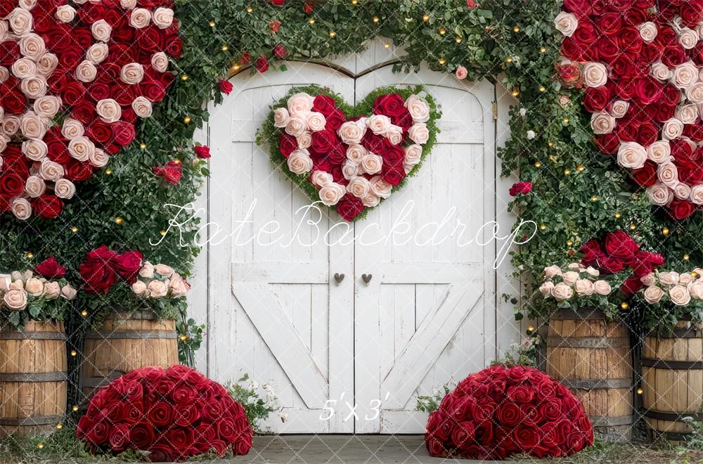 Kate Saint Valentin Roses Grange Porte Toile de fond conçue par Mini MakeBelieve - Kate Backdrop FR