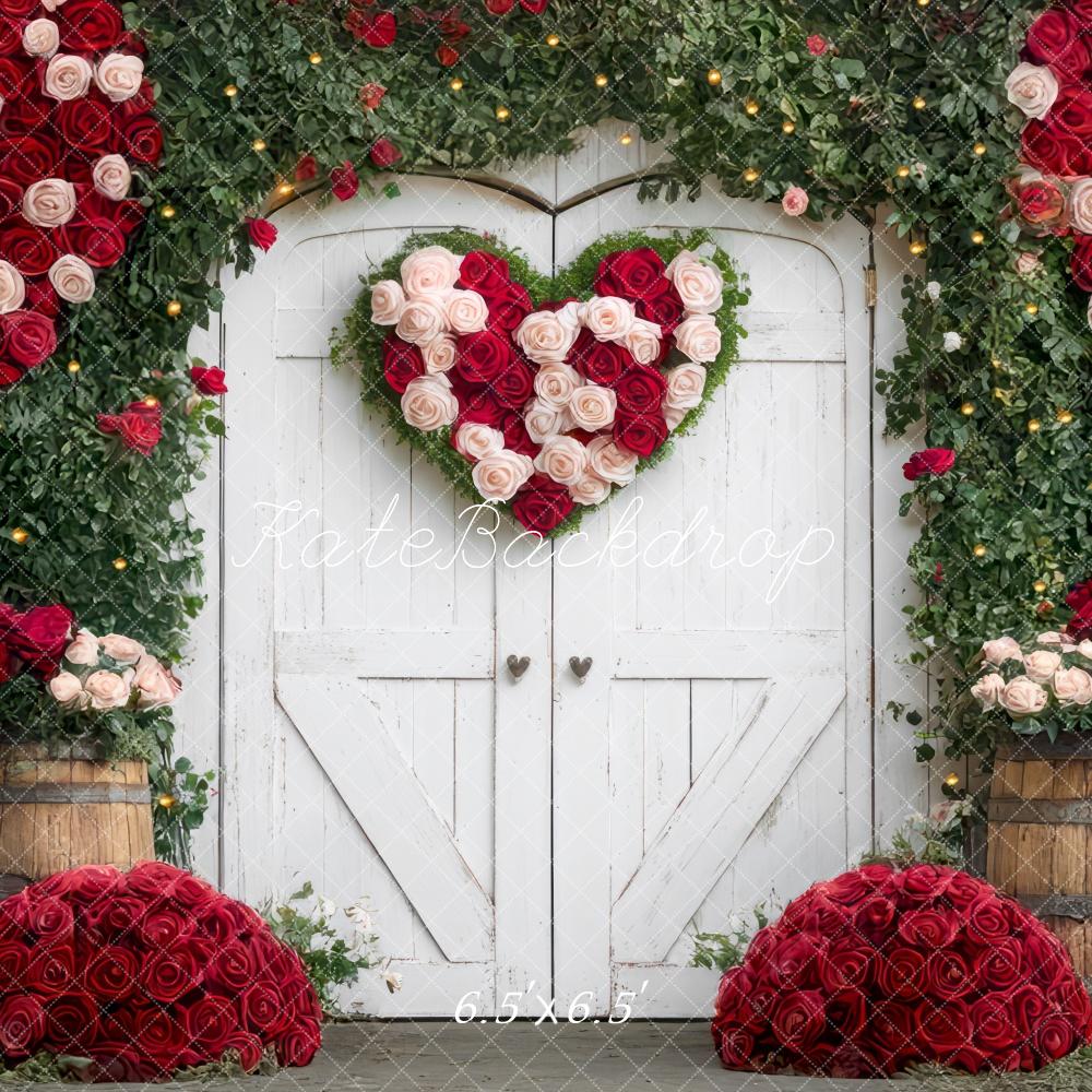 Kate Saint Valentin Roses Grange Porte Toile de fond conçue par Mini MakeBelieve - Kate Backdrop FR