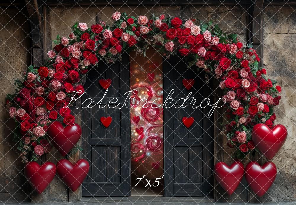 Kate Saint-Valentin Grange Porte Roses Toile de fond conçue par Mini MakeBelieve - Kate Backdrop FR