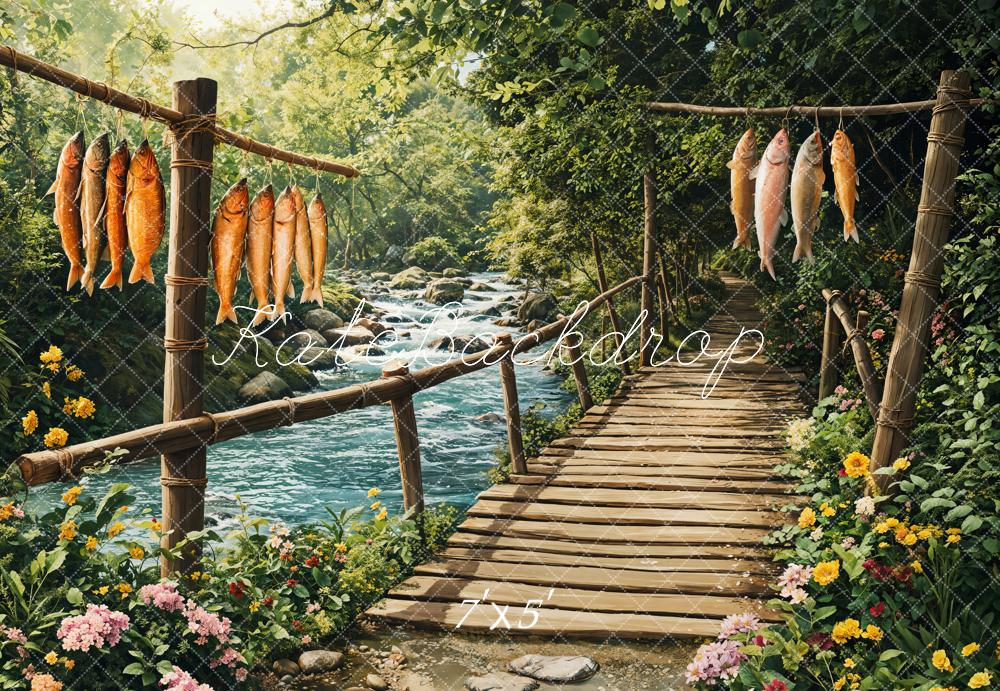 Kate Pont Rustique Poisson Rivière Toile de fond conçue par Emetselch - Kate Backdrop FR
