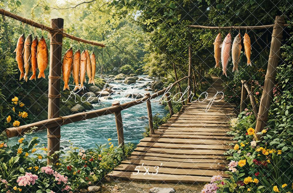 Kate Pont Rustique Poisson Rivière Toile de fond conçue par Emetselch - Kate Backdrop FR
