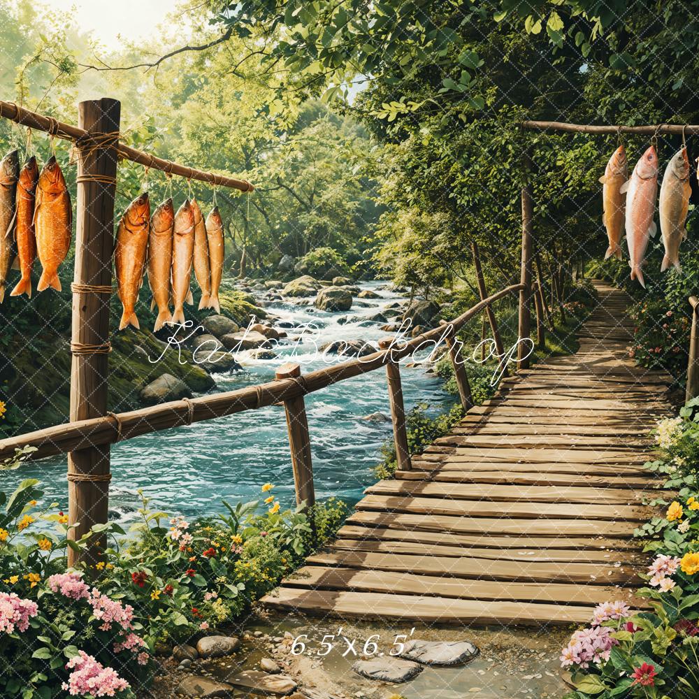 Kate Pont Rustique Poisson Rivière Toile de fond conçue par Emetselch - Kate Backdrop FR