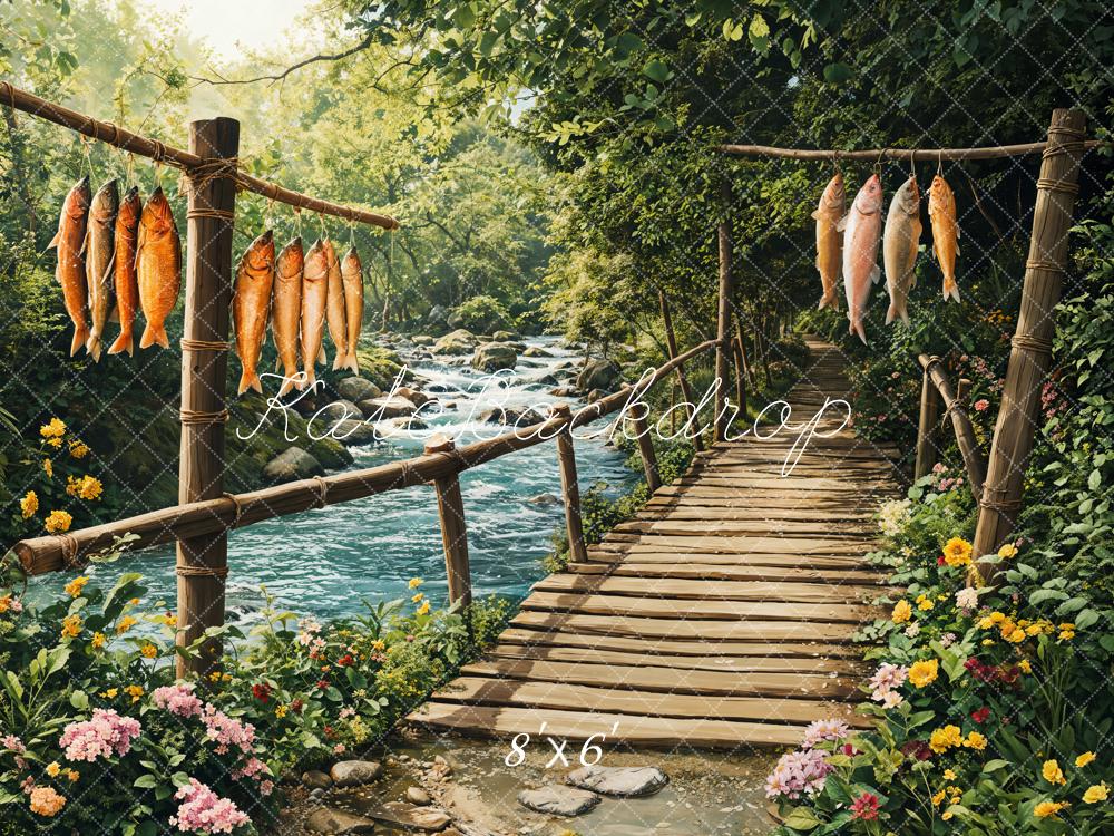 Kate Pont Rustique Poisson Rivière Toile de fond conçue par Emetselch - Kate Backdrop FR