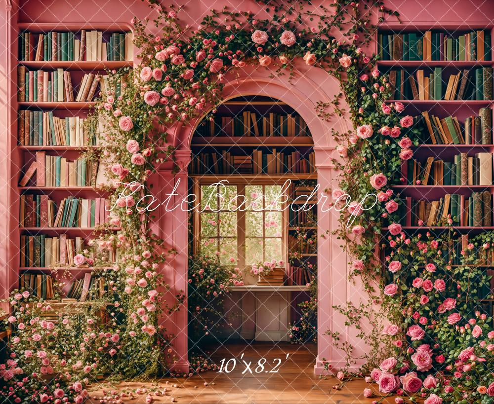 Kate Retour à l'école Fleurs Arche Bibliothèque Toile de fond conçue par Emetselch - Kate Backdrop FR