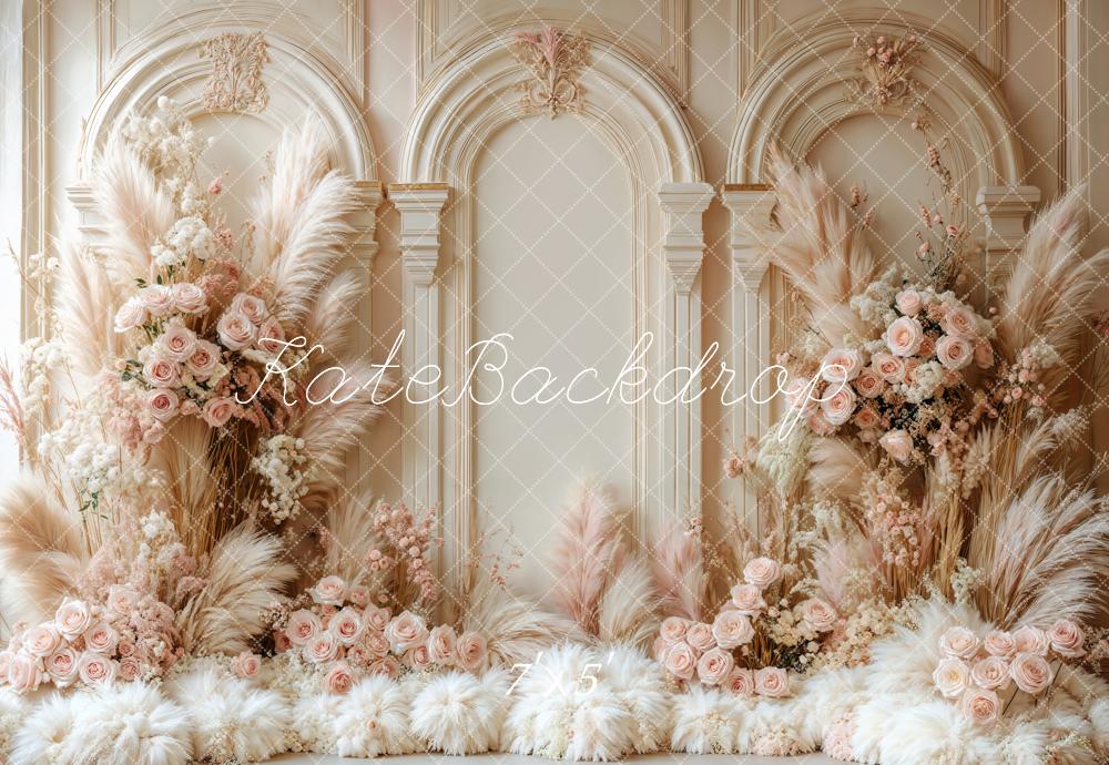 Kate Bohème Fleur Arche Élégant Beige Toile de fond conçue par Emetselch - Kate Backdrop FR