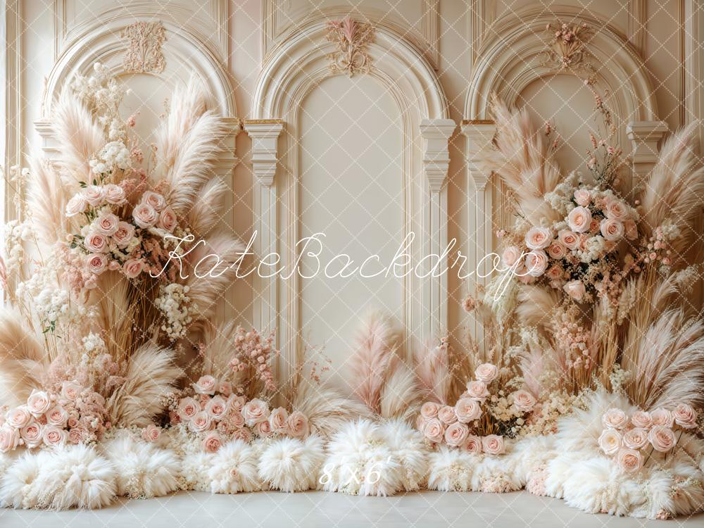 Kate Bohème Fleur Arche Élégant Beige Toile de fond conçue par Emetselch - Kate Backdrop FR