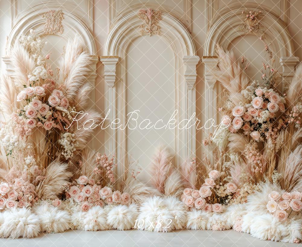 Kate Bohème Fleur Arche Élégant Beige Toile de fond conçue par Emetselch - Kate Backdrop FR