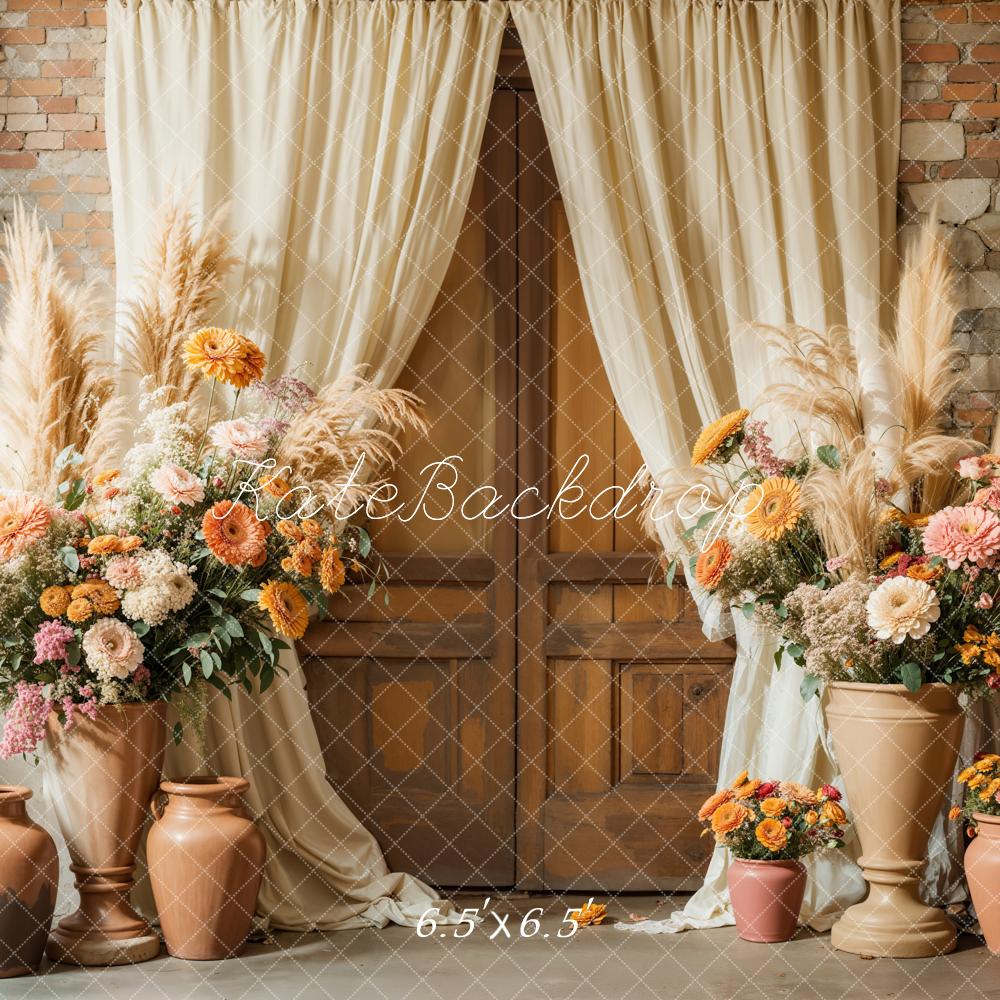 Kate Bohème Floral Rustique Rideau Mariage Toile de fond conçue par Emetselch - Kate Backdrop FR