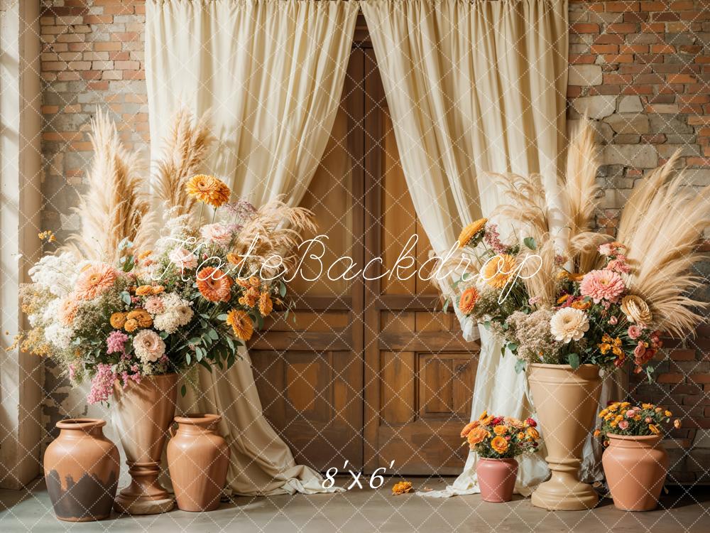 Kate Bohème Floral Rustique Rideau Mariage Toile de fond conçue par Emetselch - Kate Backdrop FR