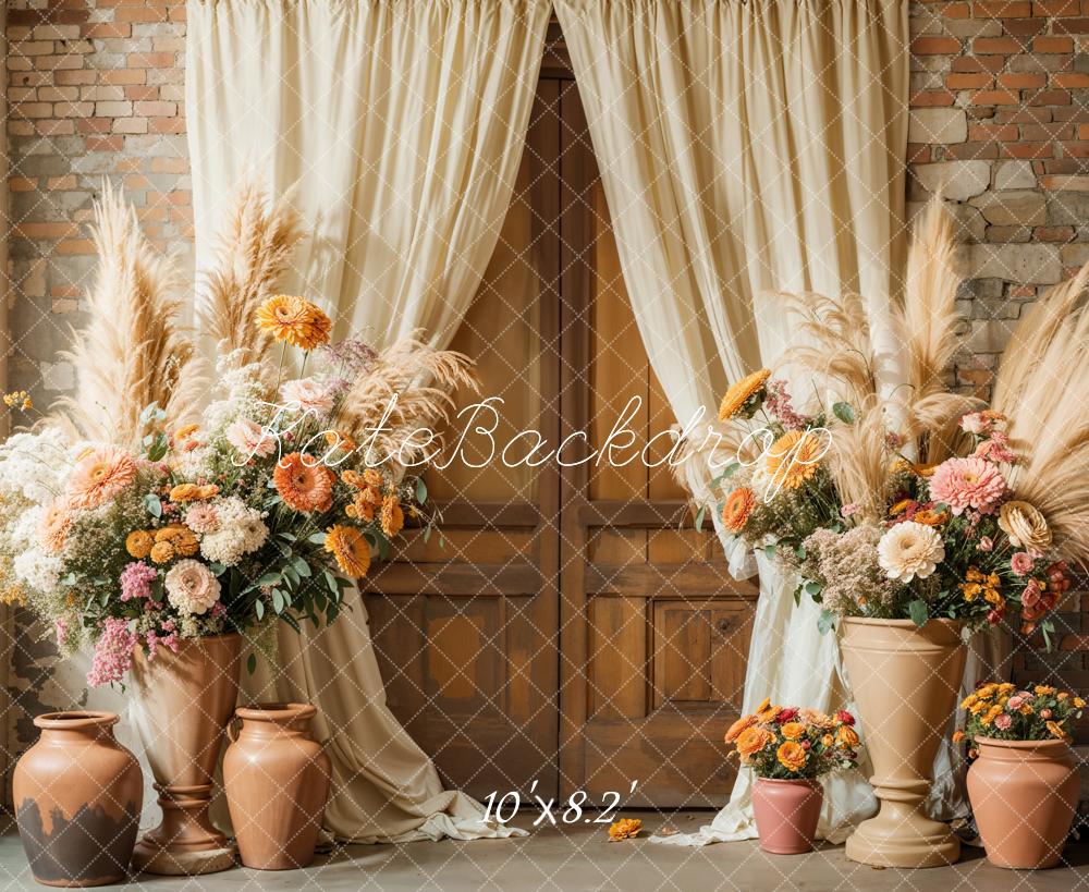 Kate Bohème Floral Rustique Rideau Mariage Toile de fond conçue par Emetselch - Kate Backdrop FR