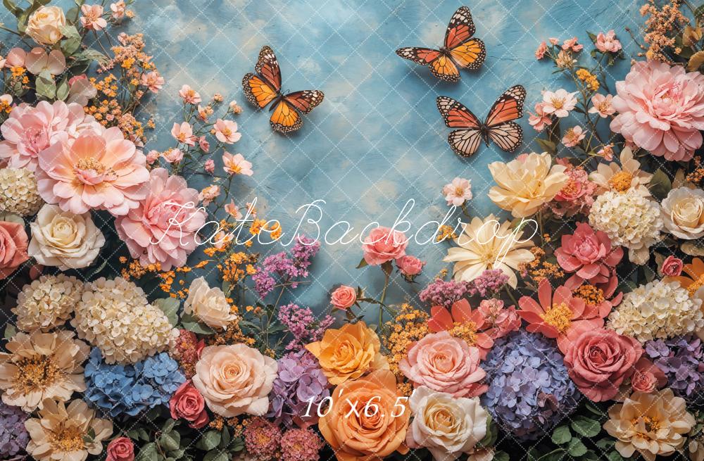 Kate Printemps Fleurs Coloré Papillons Jardin Toile de fond conçue par Emetselch - Kate Backdrop FR