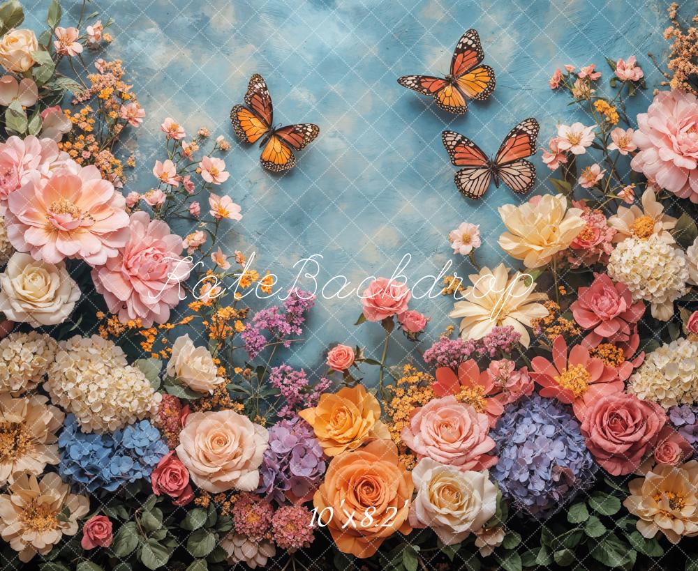 Kate Printemps Fleurs Coloré Papillons Jardin Toile de fond conçue par Emetselch - Kate Backdrop FR