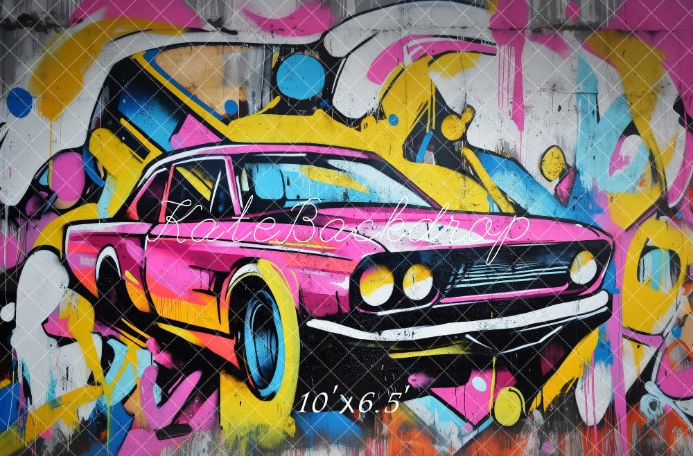 Kate Mur de Graffitis Voiture de Sport Toile de fond conçue par Patty Roberts - Kate Backdrop FR