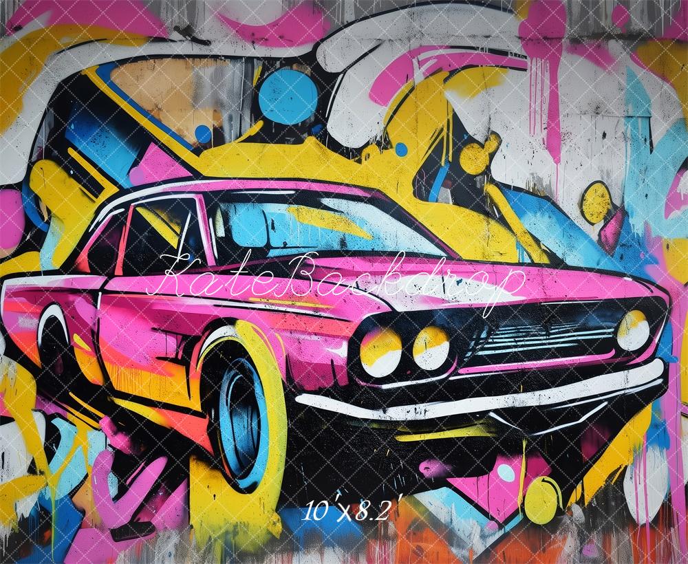 Kate Mur de Graffitis Voiture de Sport Toile de fond conçue par Patty Roberts - Kate Backdrop FR