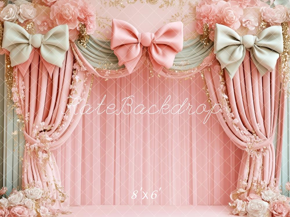 Kate Anniversaire Rose Floral Nœud Rideaux Toile de fond conçue par Patty Roberts - Kate Backdrop FR