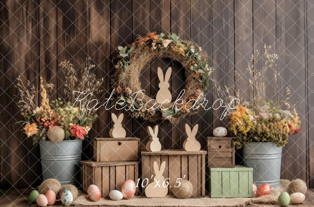 Kate Pâques Oeufs Rustique Floral Vase Toile de fond conçue par Patty Roberts - Kate Backdrop FR
