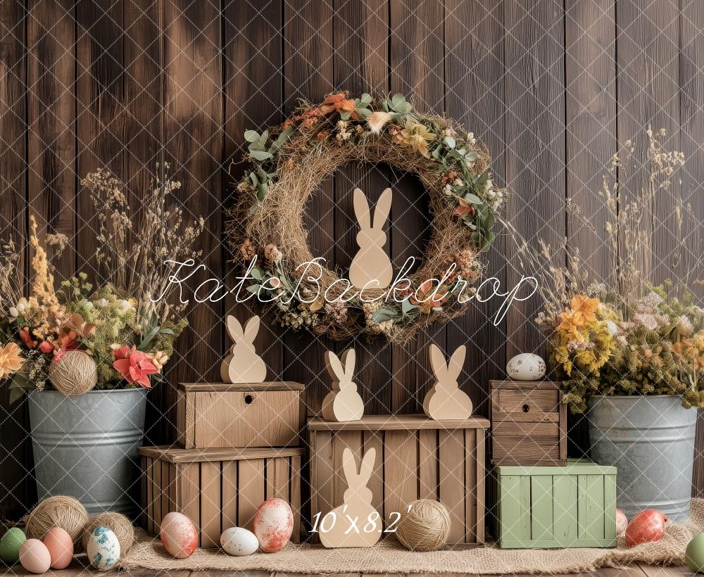 Kate Pâques Oeufs Rustique Floral Vase Toile de fond conçue par Patty Roberts - Kate Backdrop FR