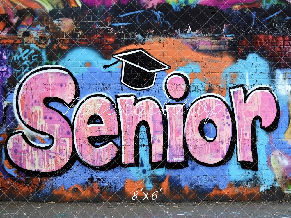 Kate Senior Mur de Graffitis Scolaire Toile de fond conçue par Patty Roberts - Kate Backdrop FR