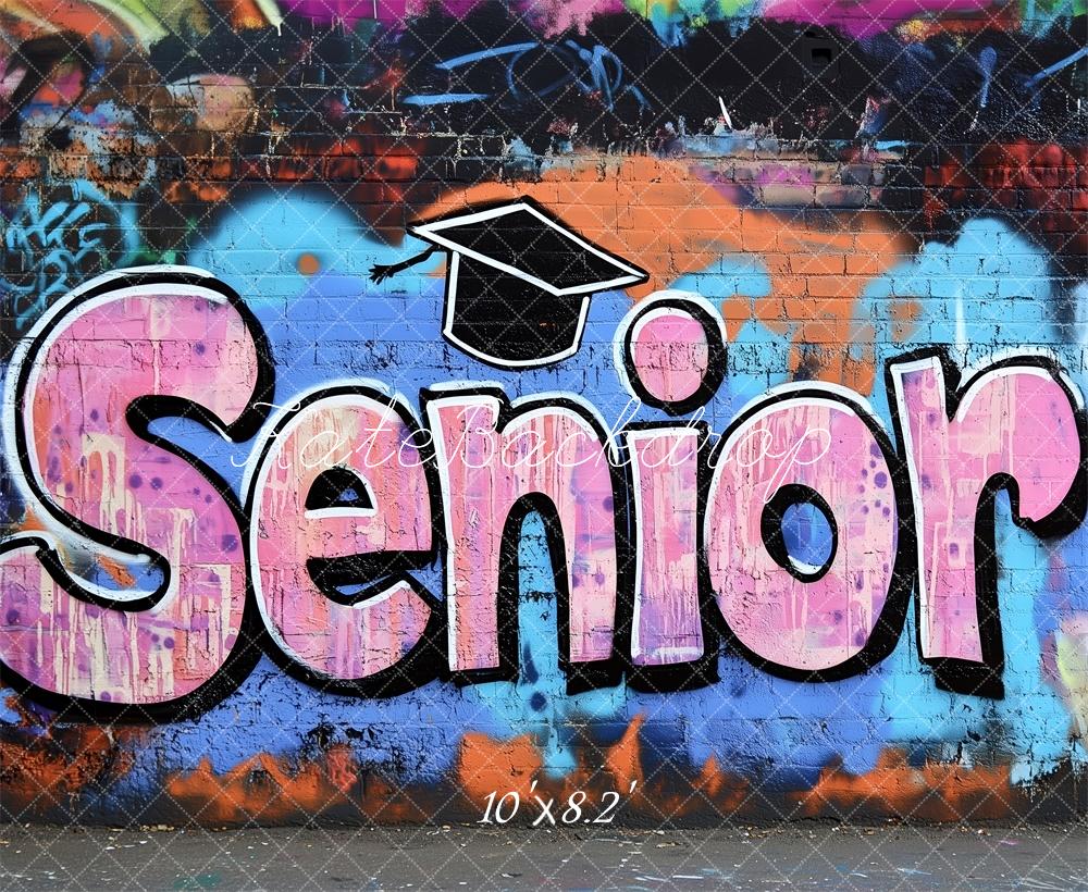 Kate Senior Mur de Graffitis Scolaire Toile de fond conçue par Patty Roberts - Kate Backdrop FR