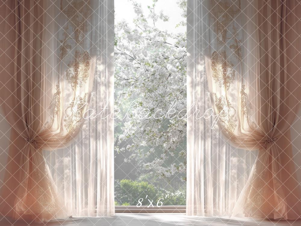 Kate Printemps Fleur Élégant Fenêtre Rideau Toile de fond conçue par Mini MakeBelieve - Kate Backdrop FR