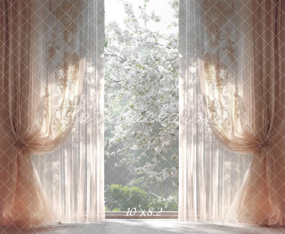 Kate Printemps Fleur Élégant Fenêtre Rideau Toile de fond conçue par Mini MakeBelieve - Kate Backdrop FR