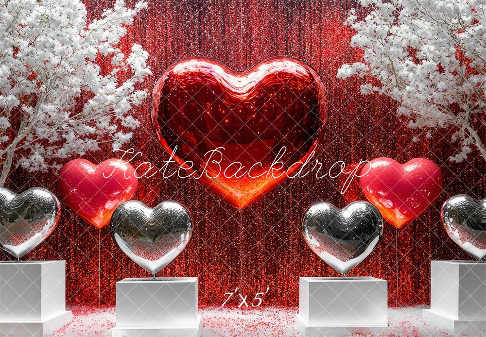 Kate Saint Valentin Paillettes Disco Cœurs Toile de fond conçue par Mini MakeBelieve - Kate Backdrop FR