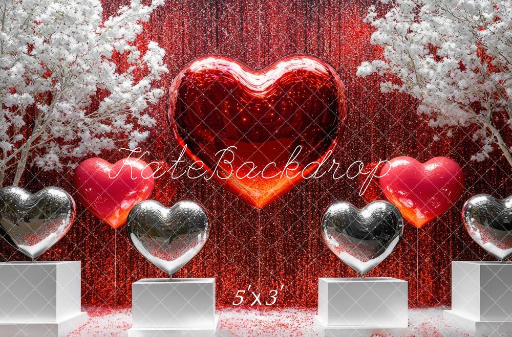 Kate Saint Valentin Paillettes Disco Cœurs Toile de fond conçue par Mini MakeBelieve - Kate Backdrop FR