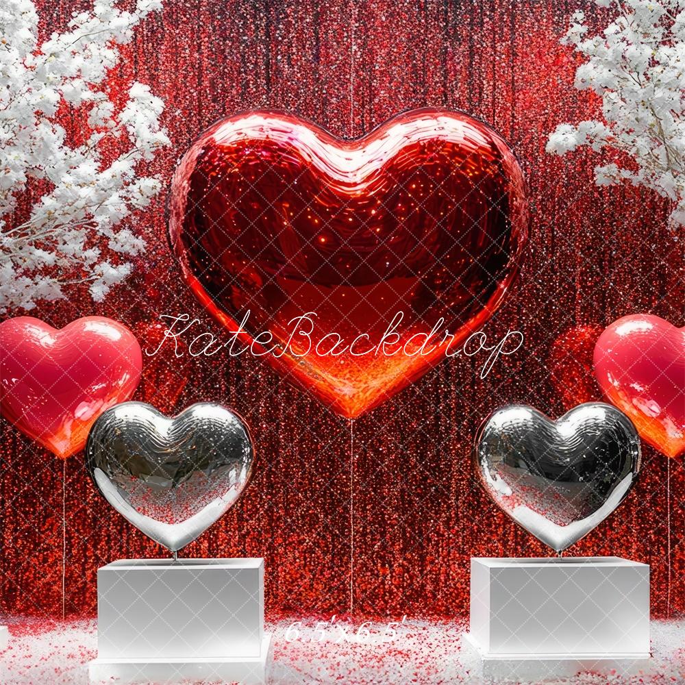 Kate Saint Valentin Paillettes Disco Cœurs Toile de fond conçue par Mini MakeBelieve - Kate Backdrop FR