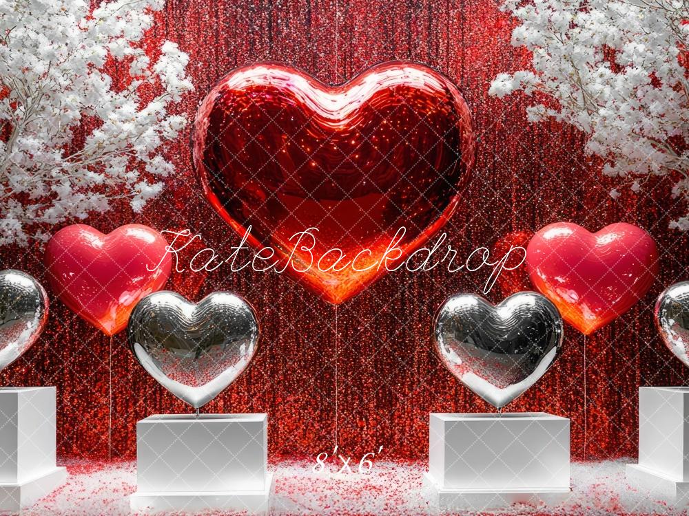 Kate Saint Valentin Paillettes Disco Cœurs Toile de fond conçue par Mini MakeBelieve - Kate Backdrop FR