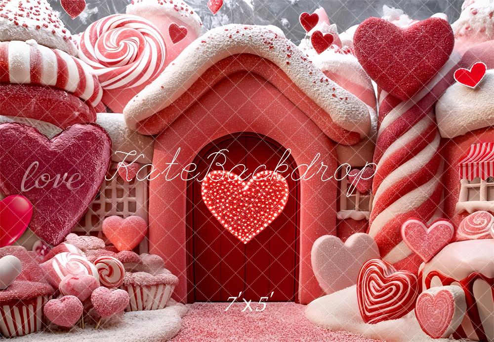 Kate Saint Valentin Maison de Bonbons Toile de fond conçue par Mini MakeBelieve - Kate Backdrop FR