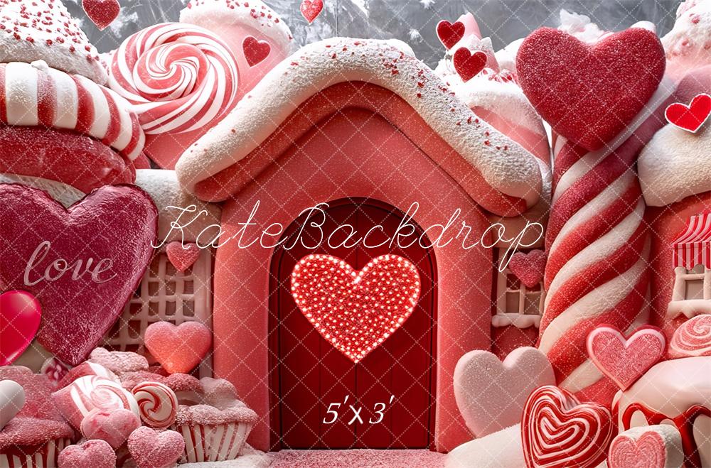Kate Saint Valentin Maison de Bonbons Toile de fond conçue par Mini MakeBelieve - Kate Backdrop FR