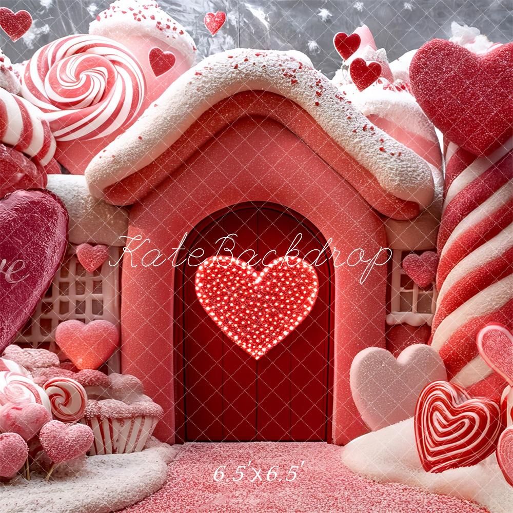 Kate Saint Valentin Maison de Bonbons Toile de fond conçue par Mini MakeBelieve - Kate Backdrop FR