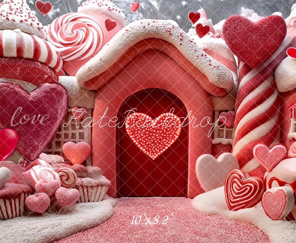 Kate Saint Valentin Maison de Bonbons Toile de fond conçue par Mini MakeBelieve - Kate Backdrop FR