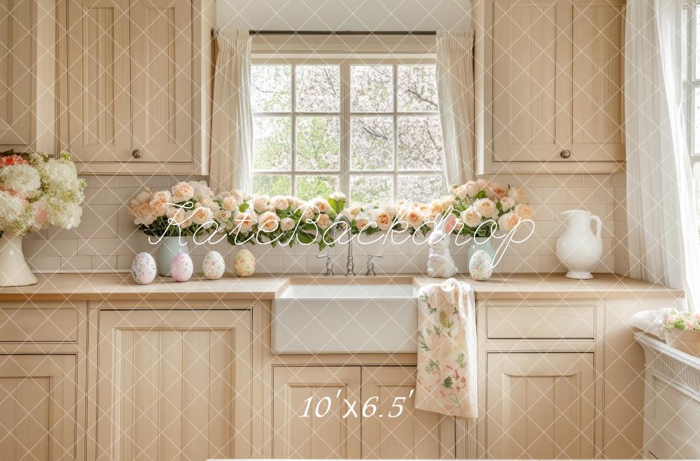 Kate Pâques Beige Cuisine Placard Toile de fond conçue par Mini MakeBelieve - Kate Backdrop FR