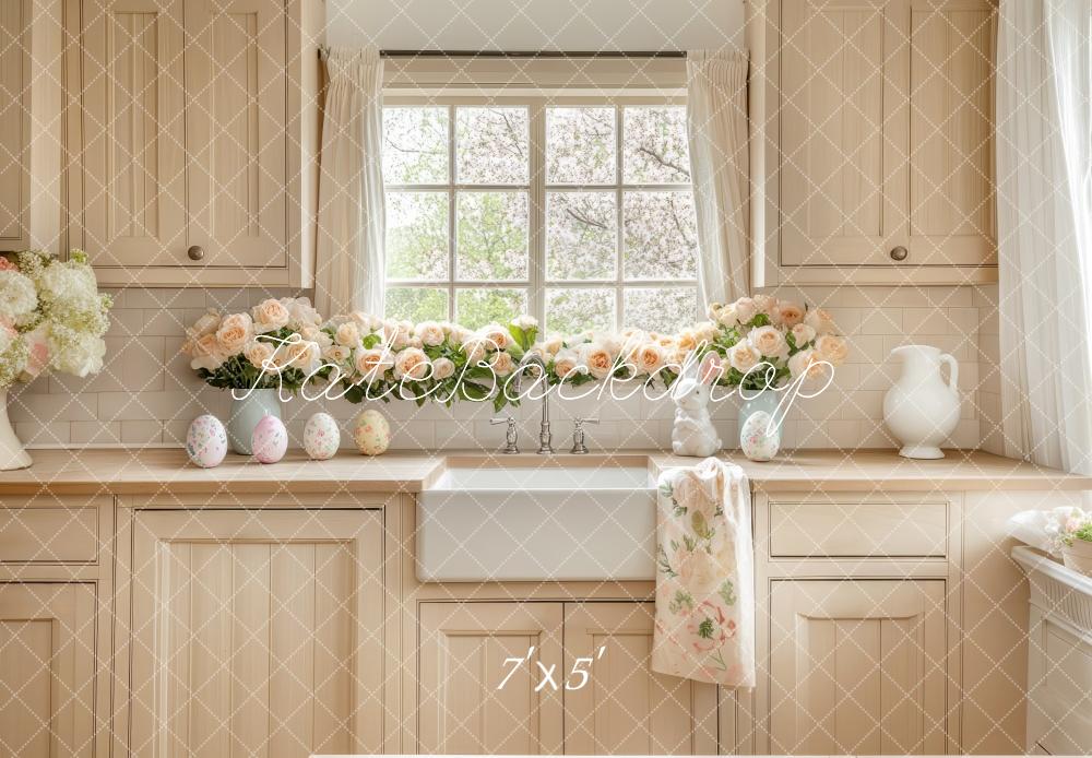 Kate Pâques Beige Cuisine Placard Toile de fond conçue par Mini MakeBelieve - Kate Backdrop FR