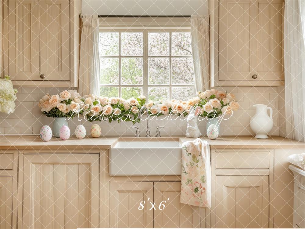 Kate Pâques Beige Cuisine Placard Toile de fond conçue par Mini MakeBelieve - Kate Backdrop FR