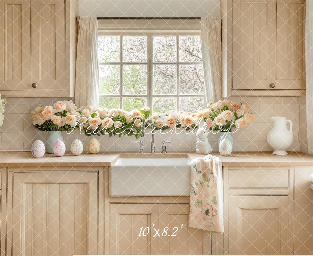 Kate Pâques Beige Cuisine Placard Toile de fond conçue par Mini MakeBelieve - Kate Backdrop FR