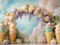 Kate Crème glacée Cake Smash Arche Fleurs Toile de fond conçue par Mini MakeBelieve - Kate Backdrop FR