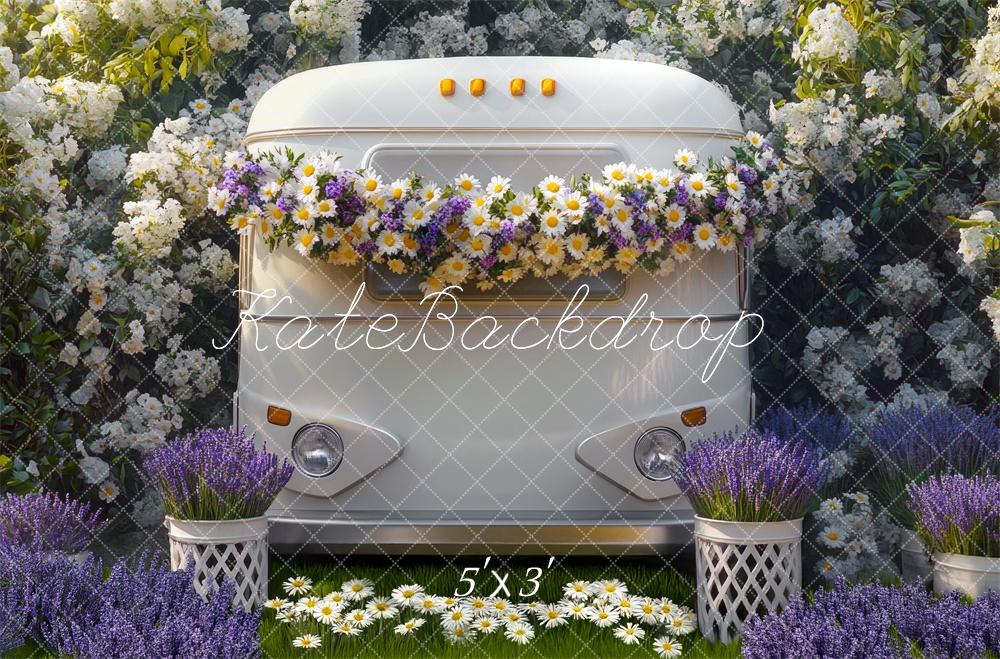 Kate Fête des mères Camping-car Fleurs Toile de fond conçue par Mini MakeBelieve - Kate Backdrop FR