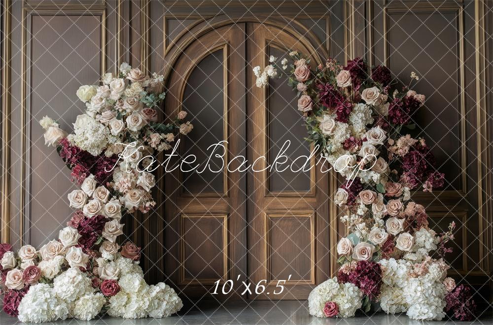 Kate Roses Porte en Bois Mur Rétro Toile de fond conçue par Mini MakeBelieve - Kate Backdrop FR