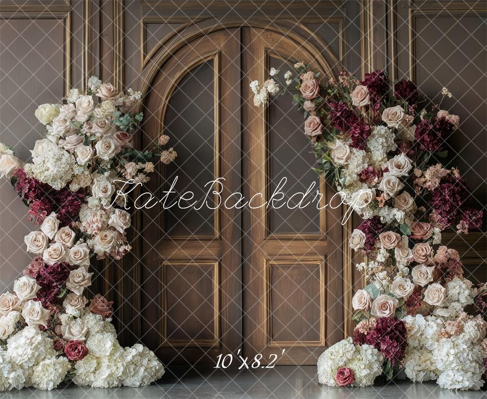 Kate Roses Porte en Bois Mur Rétro Toile de fond conçue par Mini MakeBelieve - Kate Backdrop FR