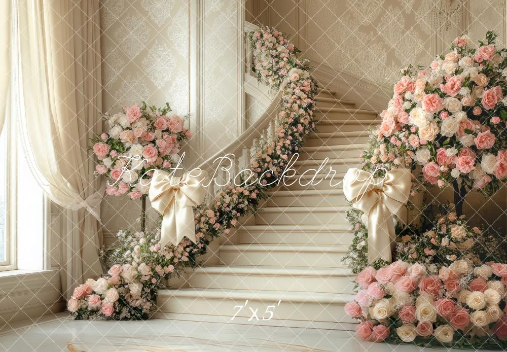 Kate Printemps Domaine Escalier Floral Toile de fond conçue par Mini MakeBelieve - Kate Backdrop FR