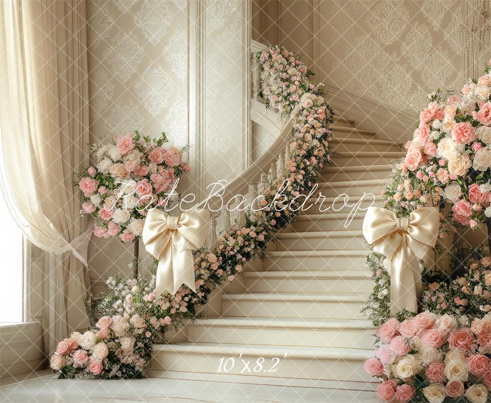 Kate Printemps Domaine Escalier Floral Toile de fond conçue par Mini MakeBelieve - Kate Backdrop FR