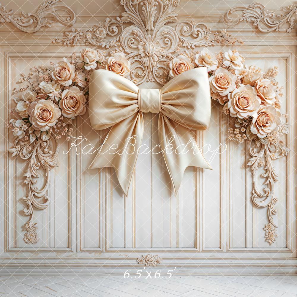 Kate Mur Rétro Floral Nœud Beige Toile de fond conçue par Emetselch - Kate Backdrop FR