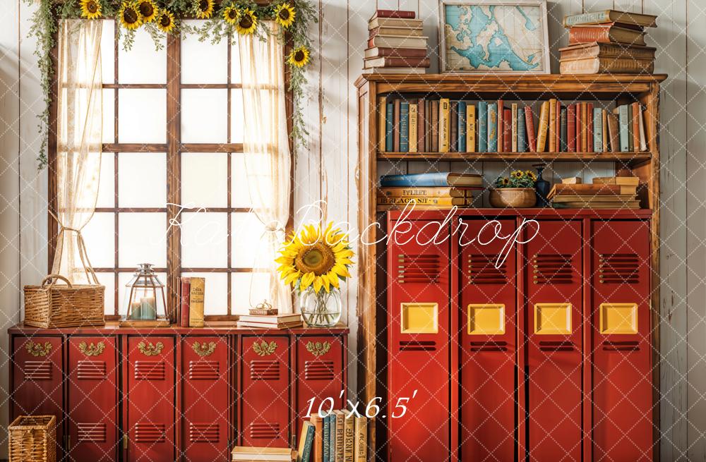 Kate Scolaire Bibliothèque Fenêtre Tournesol Toile de fond conçue par Emetselch - Kate Backdrop FR