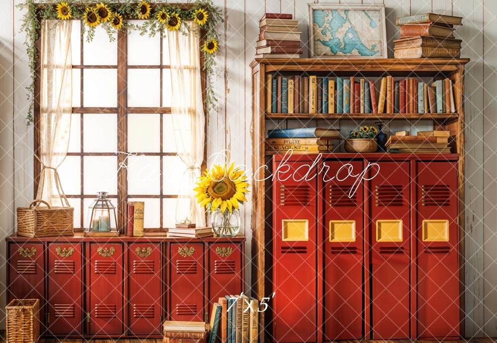 Kate Scolaire Bibliothèque Fenêtre Tournesol Toile de fond conçue par Emetselch - Kate Backdrop FR