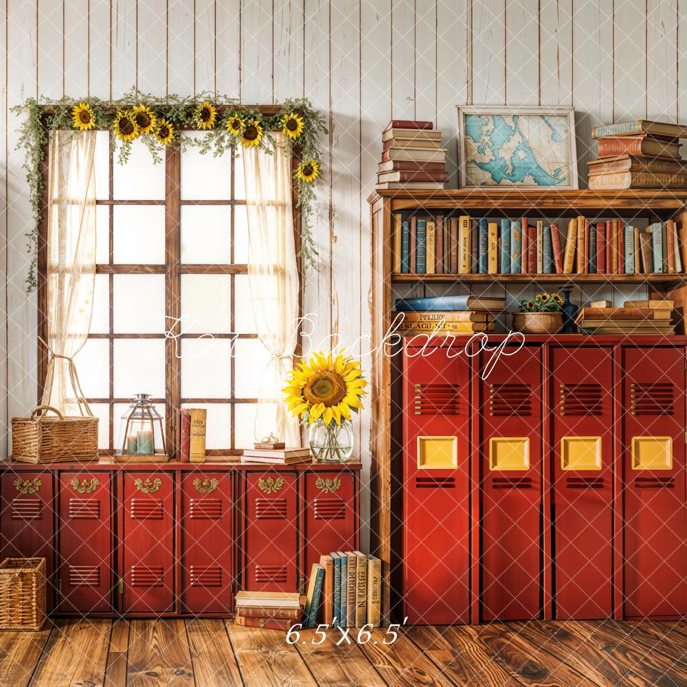 Kate Scolaire Bibliothèque Fenêtre Tournesol Toile de fond conçue par Emetselch - Kate Backdrop FR