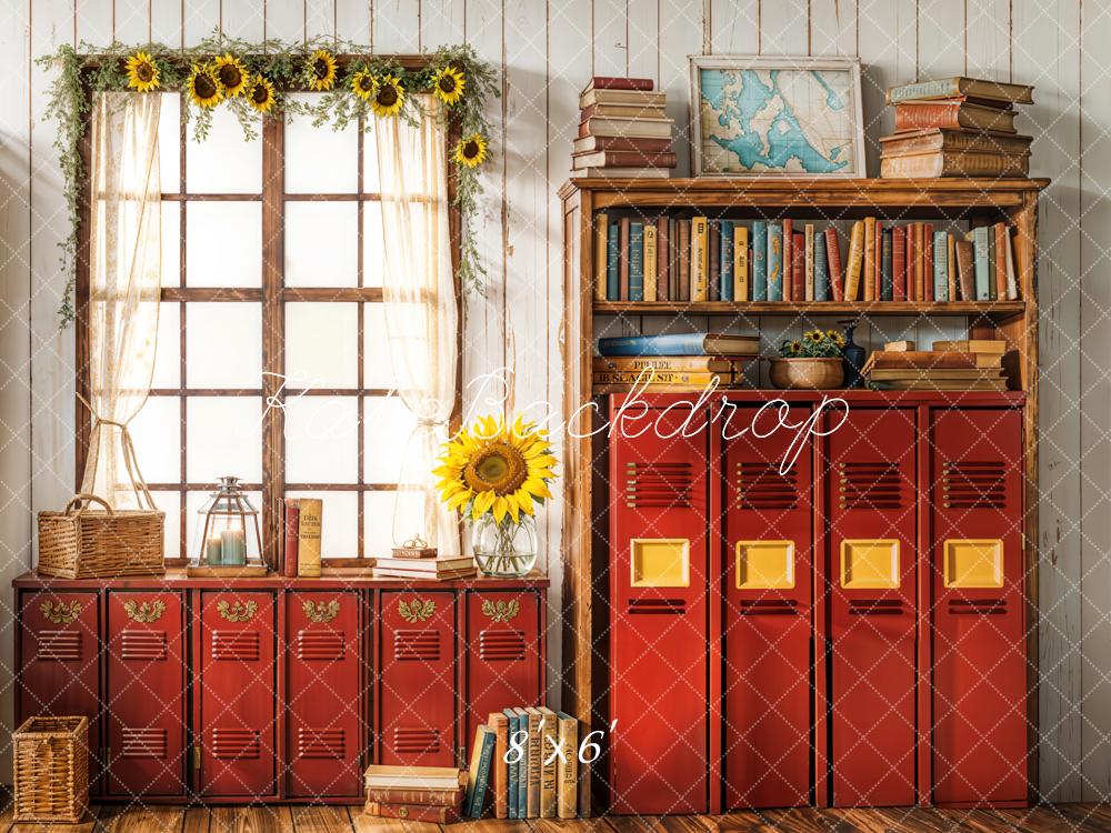 Kate Scolaire Bibliothèque Fenêtre Tournesol Toile de fond conçue par Emetselch - Kate Backdrop FR