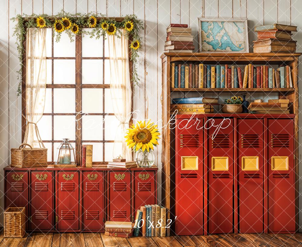 Kate Scolaire Bibliothèque Fenêtre Tournesol Toile de fond conçue par Emetselch - Kate Backdrop FR