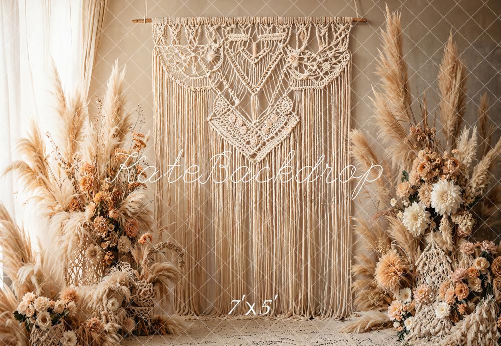 Kate Bohème Macramé Floral Beige Toile de fond conçue par Emetselch - Kate Backdrop FR